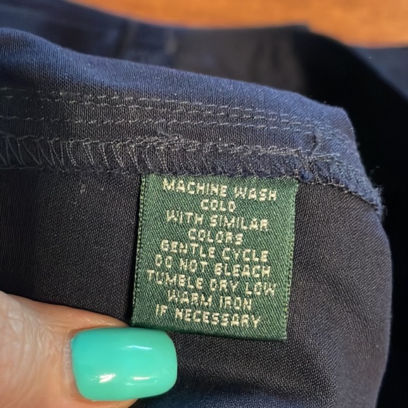 Lauren Ralph Lauren premium cotton pencil skirt navy front button zip closure 12 - Picture 7 of 9